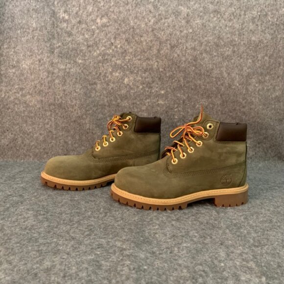 Timberland Green Leather Boys Youth Suede Lace Up Ankle Boots - Picture 5 of 10